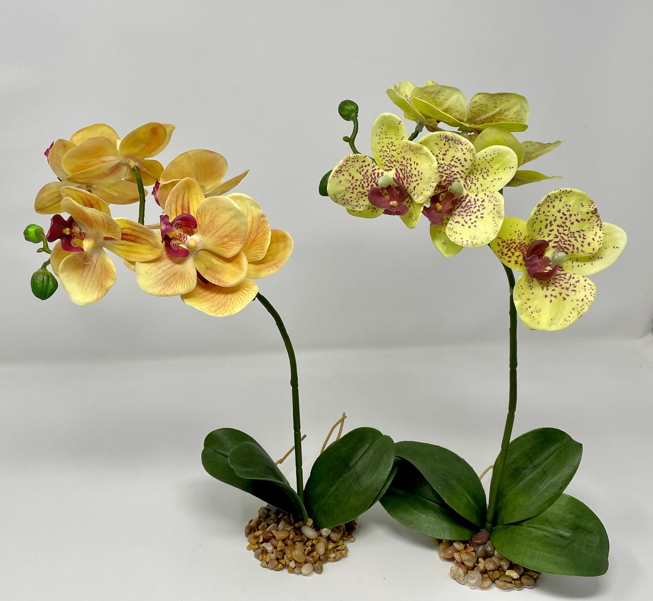 Home Decor 10-14″ Peach Orange PHALAENOPSIS ORCHID Soft Silk flower plant, Stone