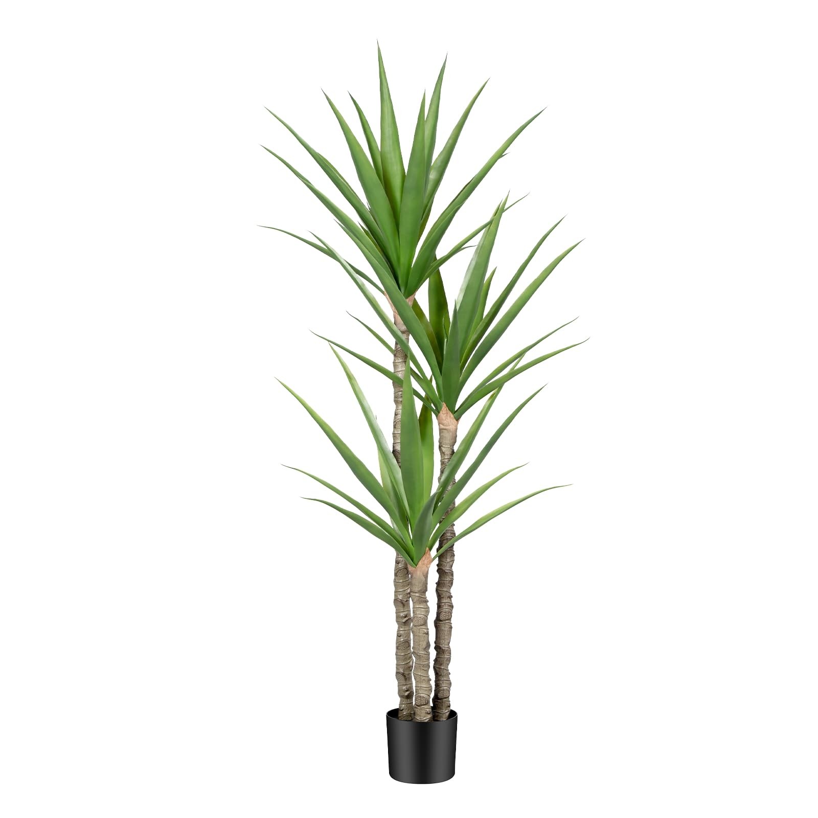 Artificial Tree 5ft Faux Agave Plant with 3 Heads in Pot Fake Tree for Home D…