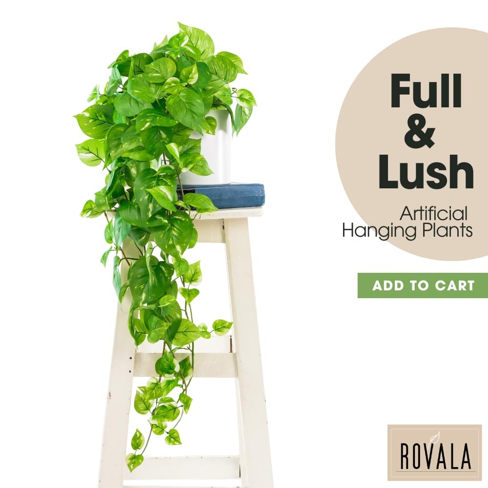 ROVALA Silk Plants for Home Decor Indoor in Pot Realistic Artificial Plants F…