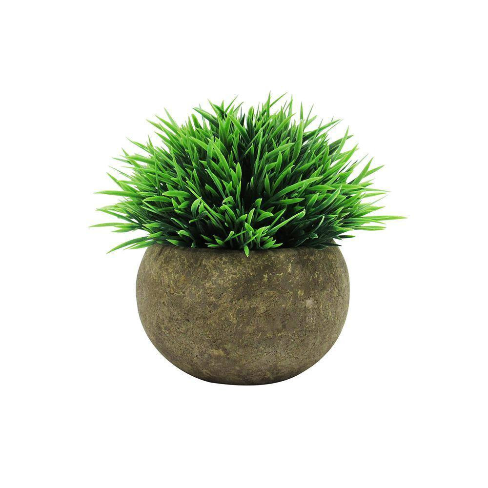 4.5 In. Frosted Green Artificial Boxwood Grass Leaf Succulent Mix Small Plant To