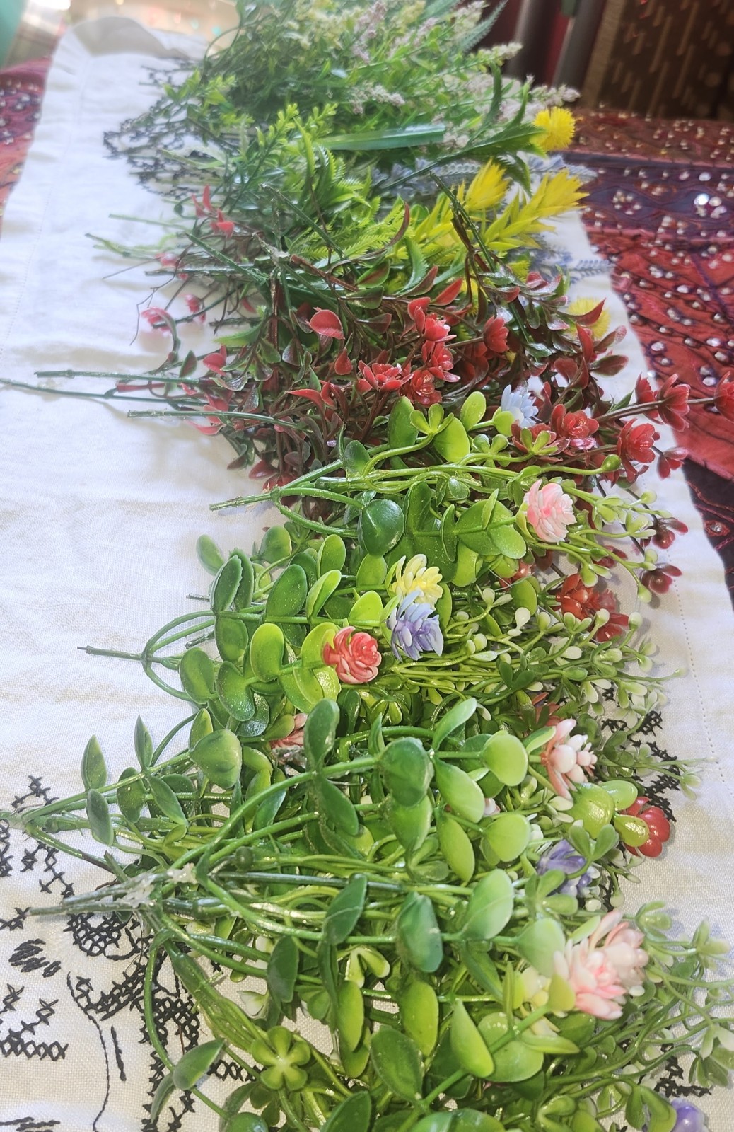 Vintage Plastic Flowers/ Greenery Large LOT MIXED
