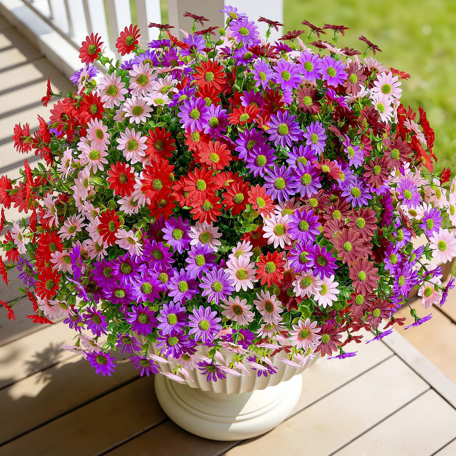 Alupssuc 20 Bundles Artificial Daisies Red Purple Brown Pink Flowers