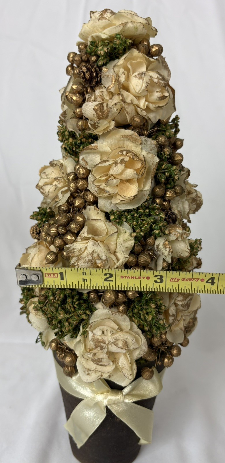 Set of 3 – Heirloom Topiaries Cream Rose Floral Table Top Romantic VTG Wedding