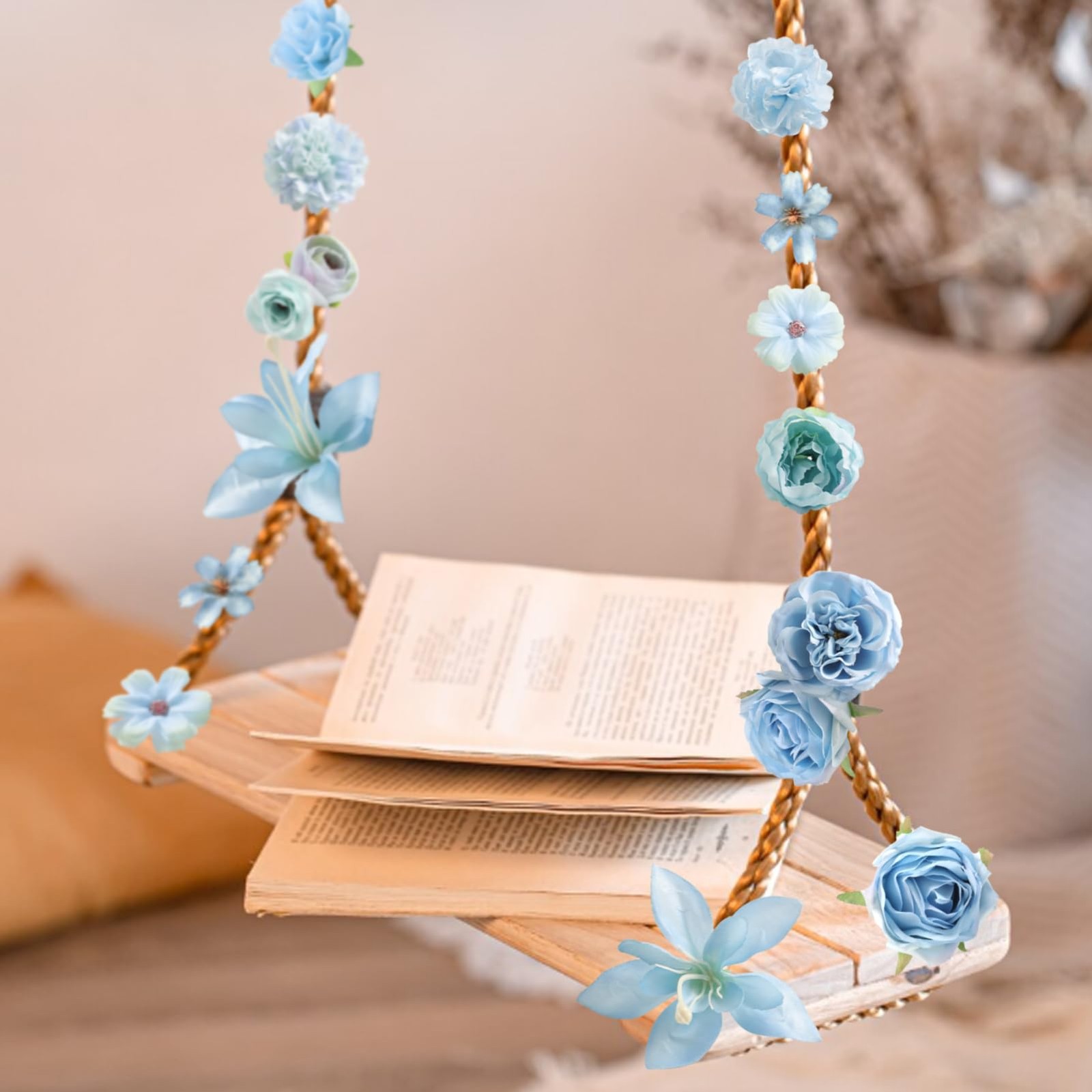 Fake Flower Heads for Crafts – Blue Silk Artificial Roses, Peonies, Daisies &…