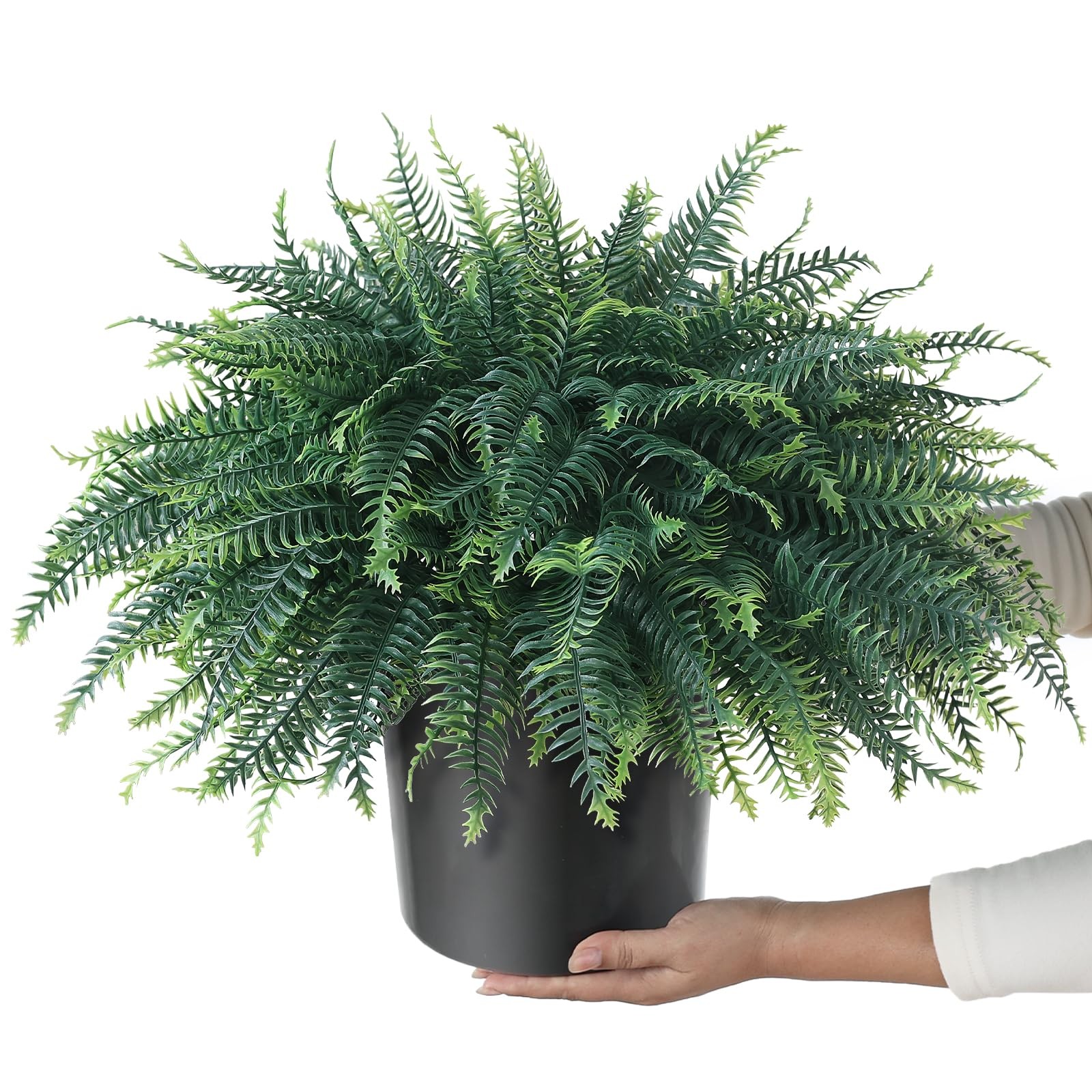Artificial Ferns Potted Plant for Front Door Decoration – 2 Sets UV Resistant…