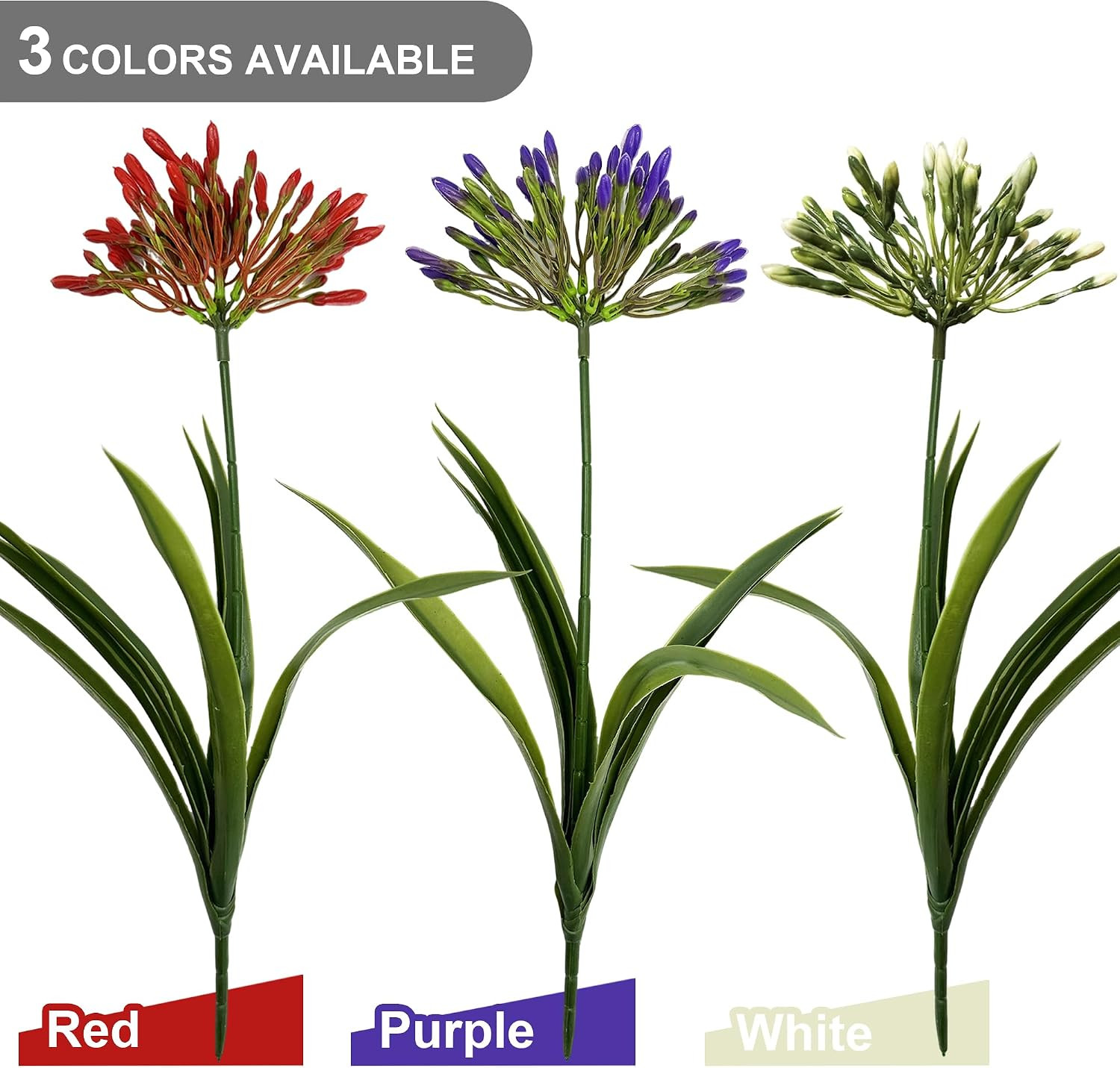 Realistic Artificial Agapanthus Flowers for Outdoor Decor – Purple Red White