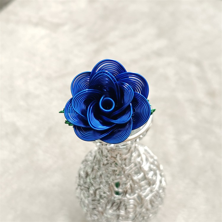 3Pcs Metal Aluminum Wire Woven Small Rose Model, Metal Aluminum Wire Handicraft
