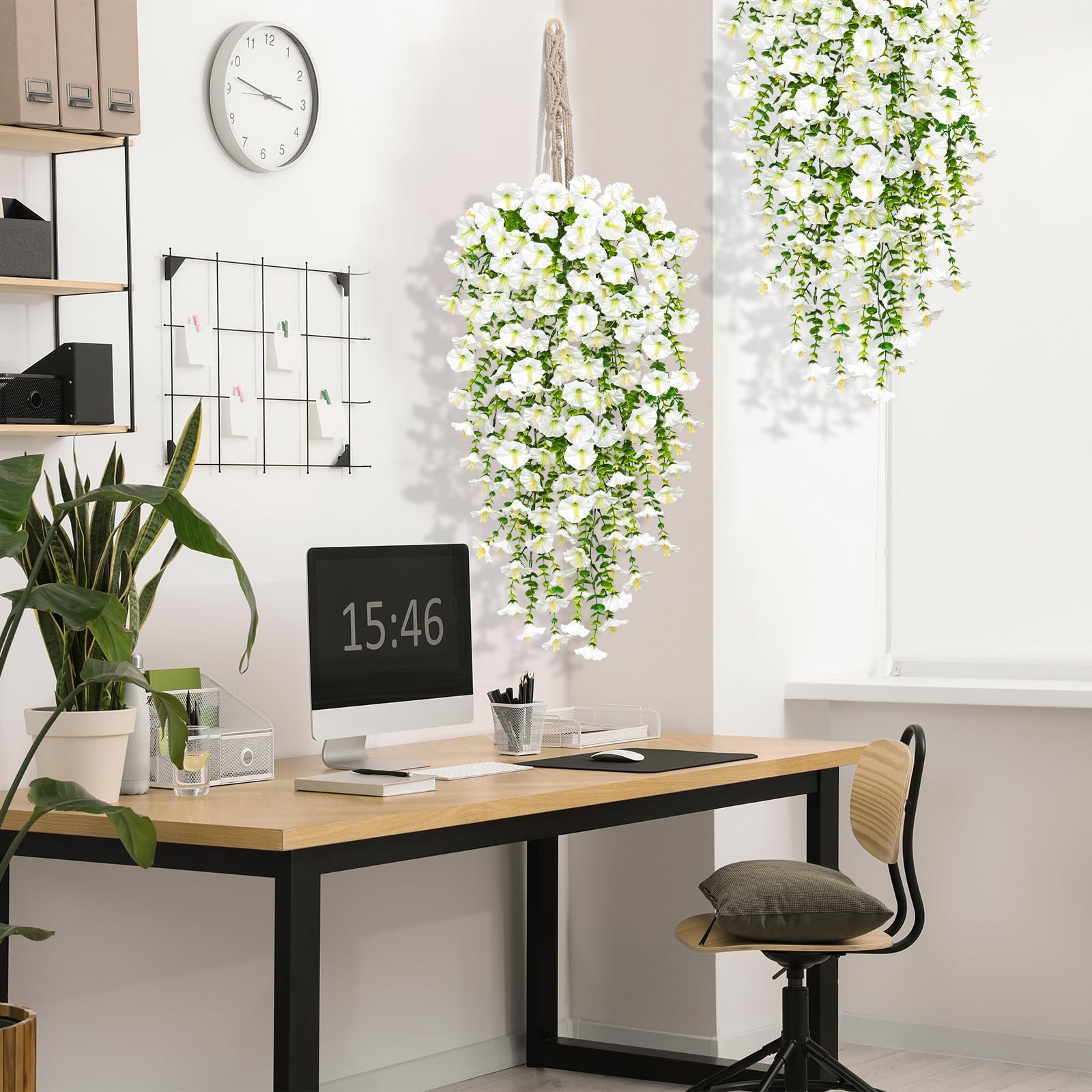 Artificial Fake Hanging Flowers Plants for Outdoor Decoration 2PCS Faux Silk …