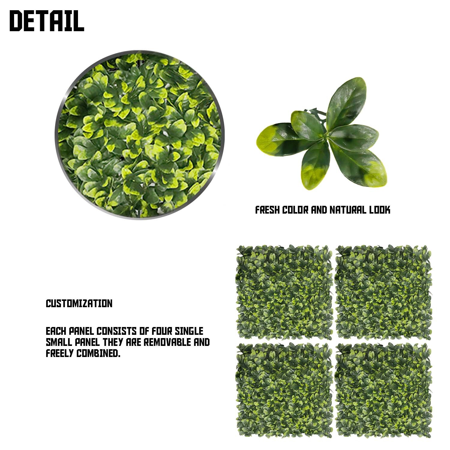20″x20″ Artificial Faux Leaf Ficus Fence Screen Greenery Wall Decor Panel