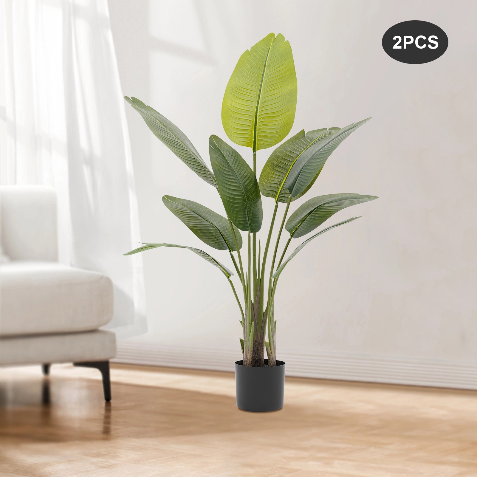 Home Office Decor 2PCS Artificial Plants Travelers Palm Faux Tree Fake Palm Tree