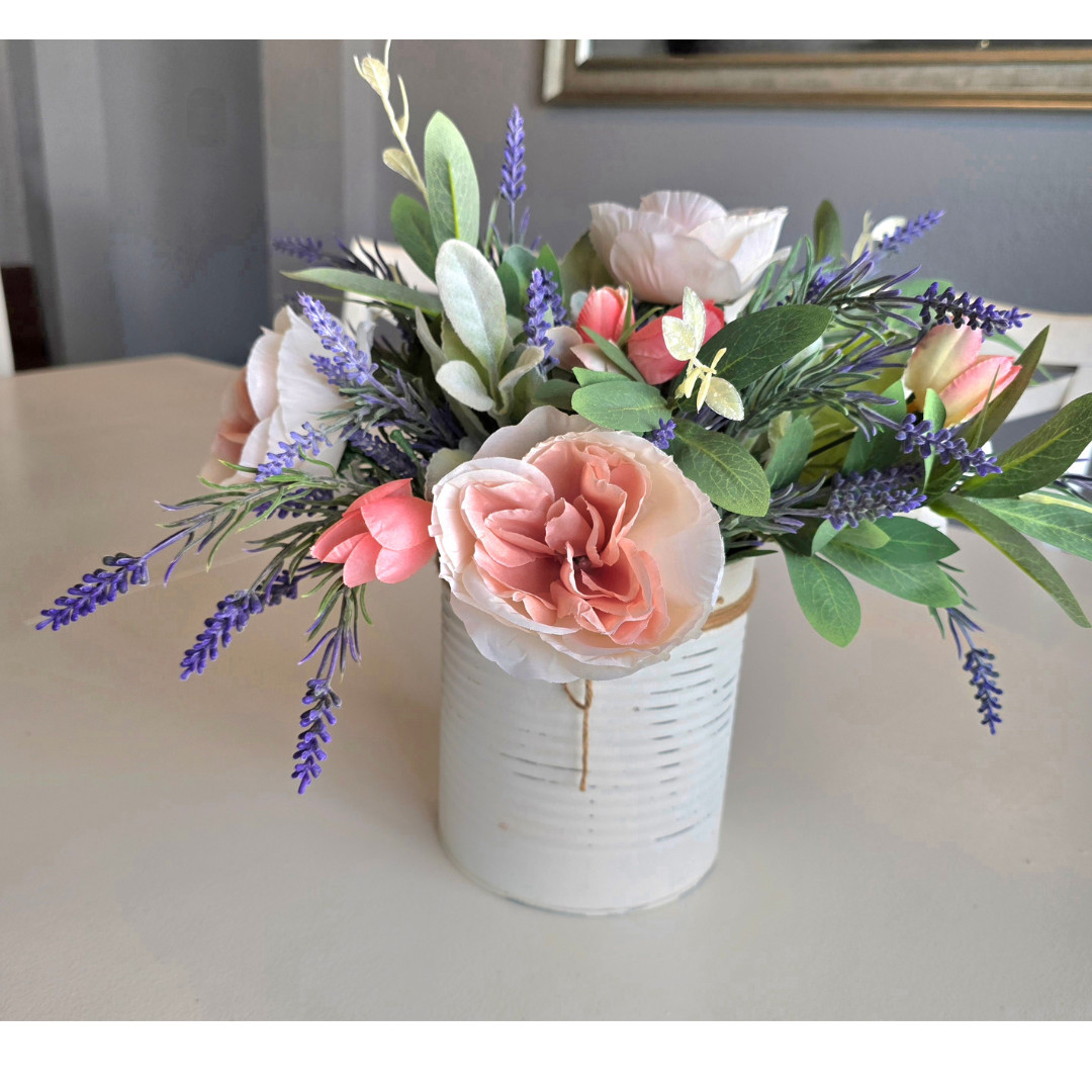 farmhouse floral arrangement spring table decor cottage flower centerpiece decor