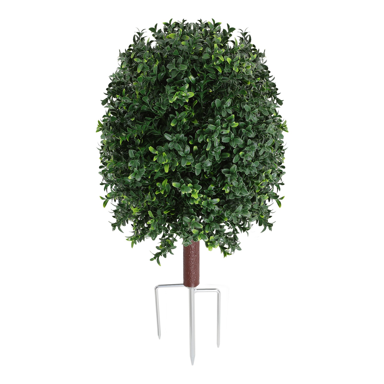 2pcs Artificial Boxwood Topiary Ball Trees 27″ UV with Three-Prong Ground Stakes