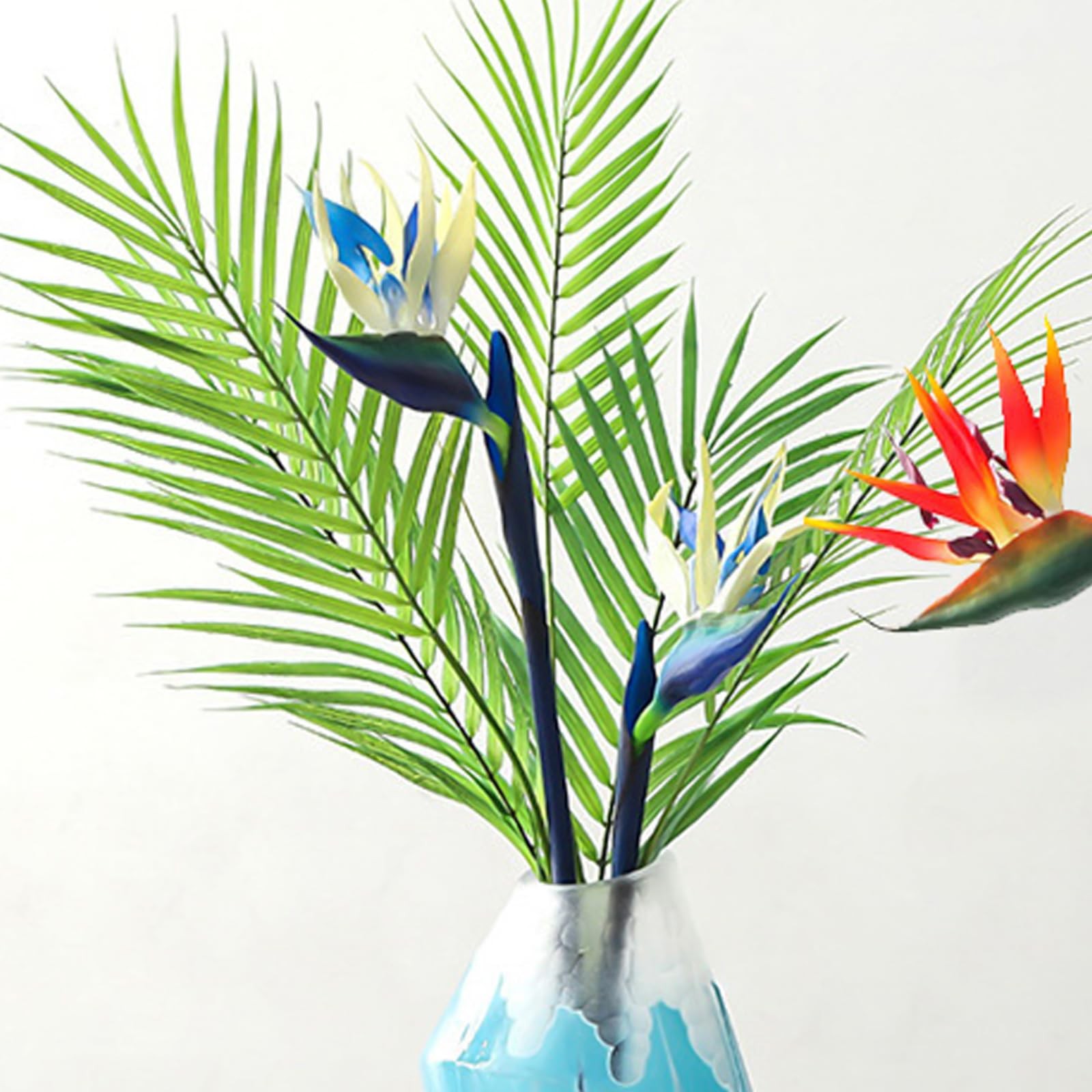 6 PCS Artificial Bird of Paradise Flowers Blue Strelitzia Tropical Bouquet