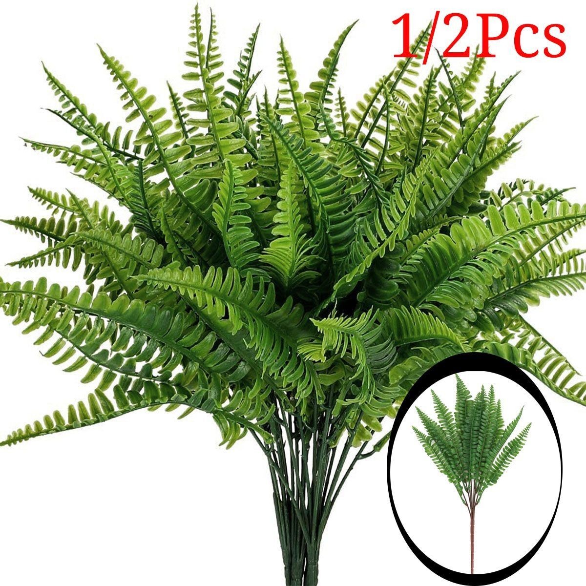 Plastic Lifelike Artificial Fern Foliage Bush Plants Indoor Outdoor Home Decor