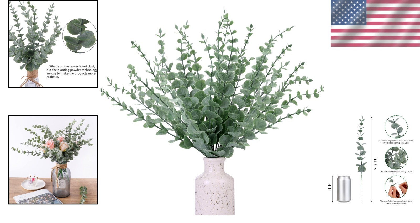 24pcs Realistic Artificial Eucalyptus Stems – Spring Wedding Decor Essentials