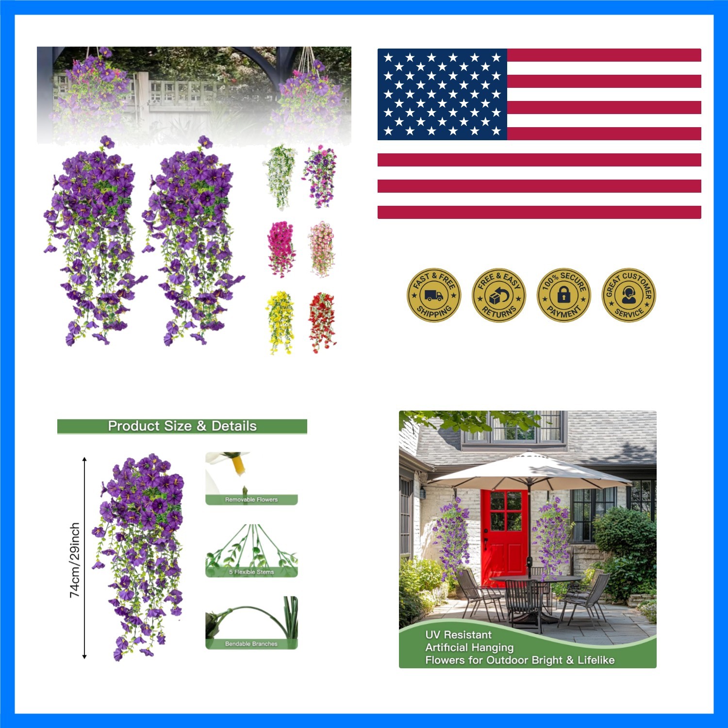 Artificial Flowers for Outdoors Fake Morning Glory Hanging Flower Decoration,…