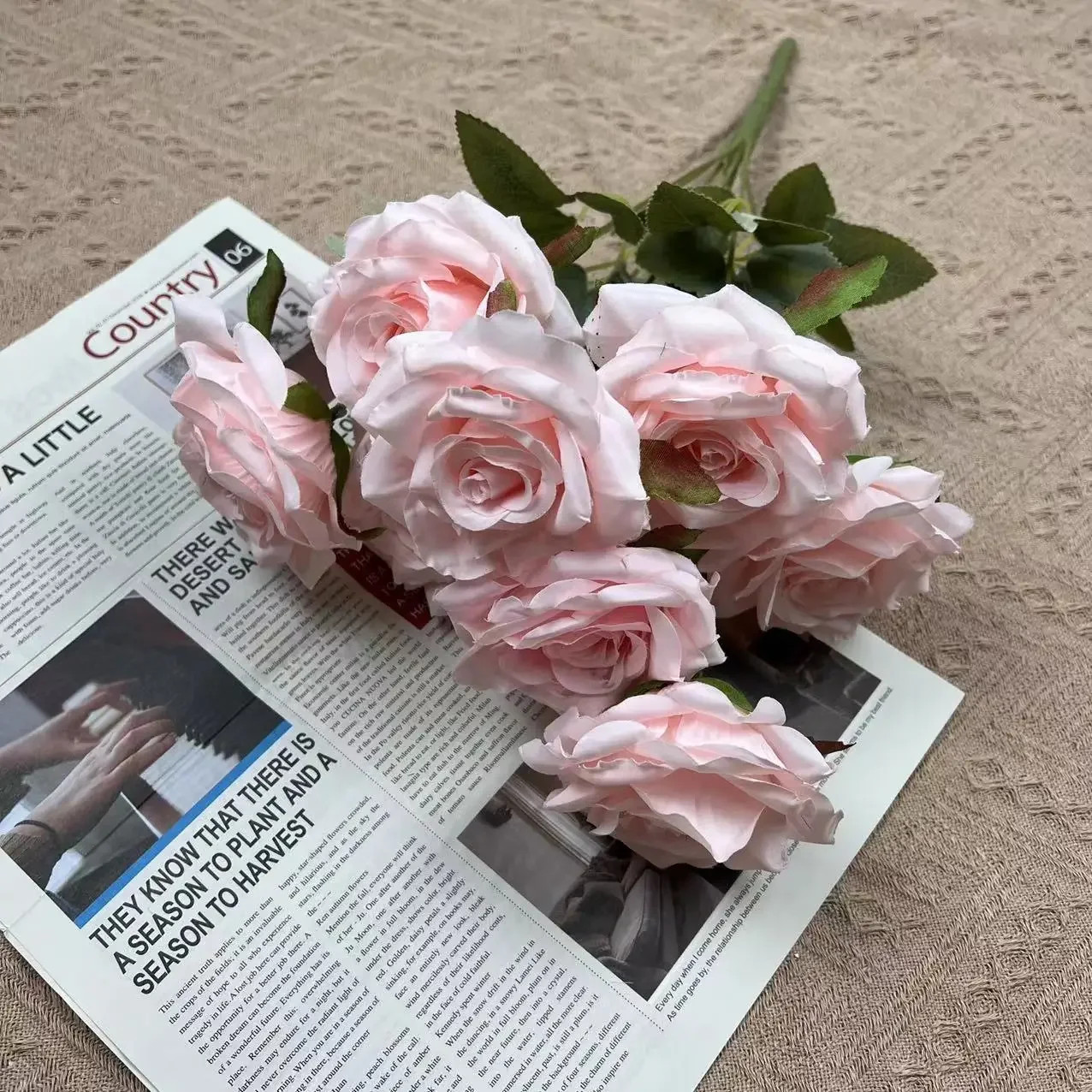 9 Head Diamond Roses European Artificial Flowers Home Wedding Rose Wedding Hotel