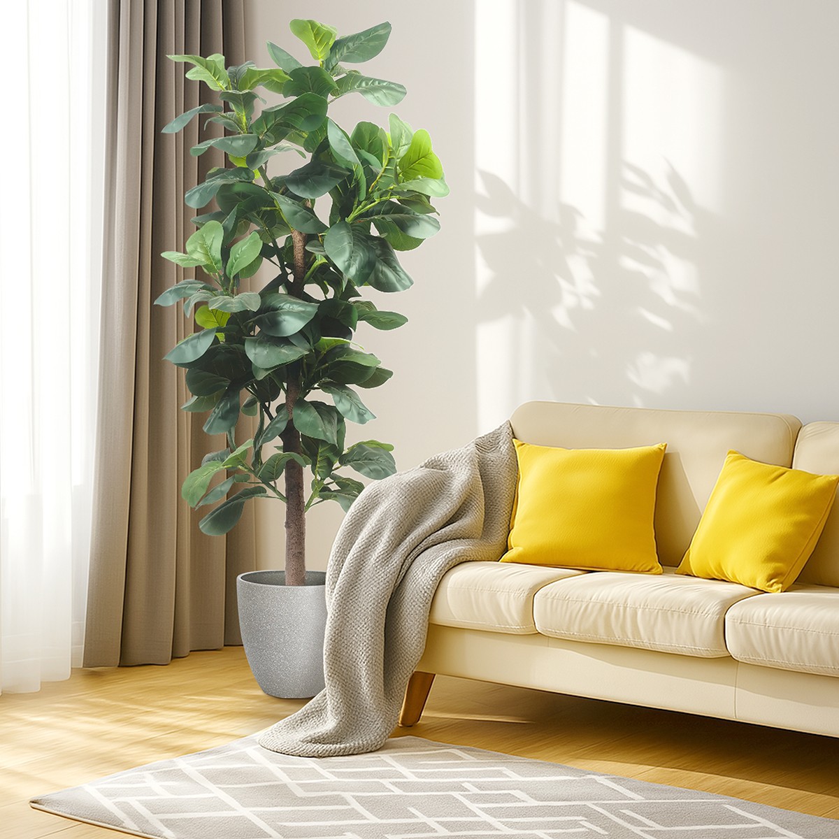 Fiddle Leaf Fig Tree Artificial Tall Faux Fiddle Leaf Fig Tree with Plant Pot