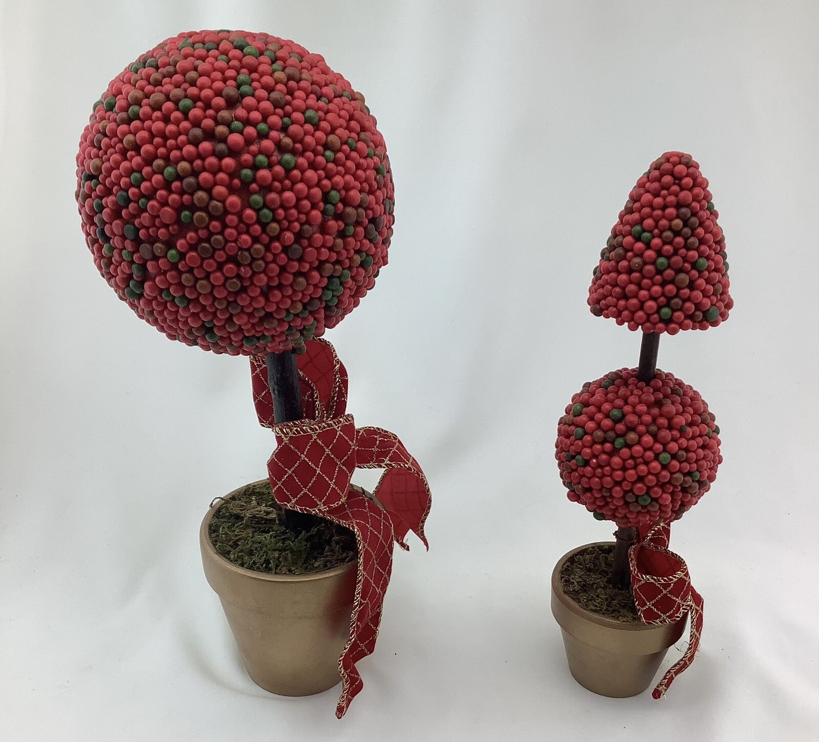 Berry Topiary Set Ceramic Plant Pot Faux Multicolor Berries 230822/BA2