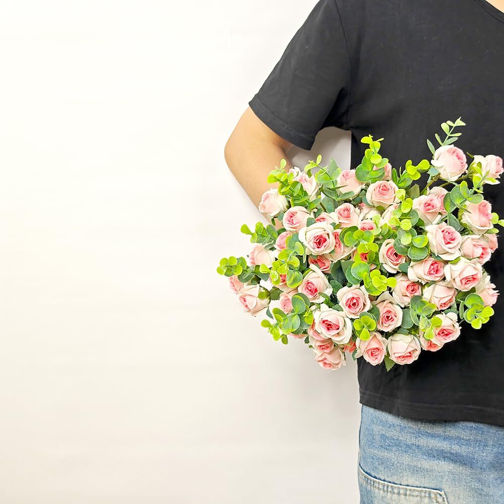 5 PCS Pink Real Touch Artificial Rose Flowers Fake Bouquet Wedding Decoration