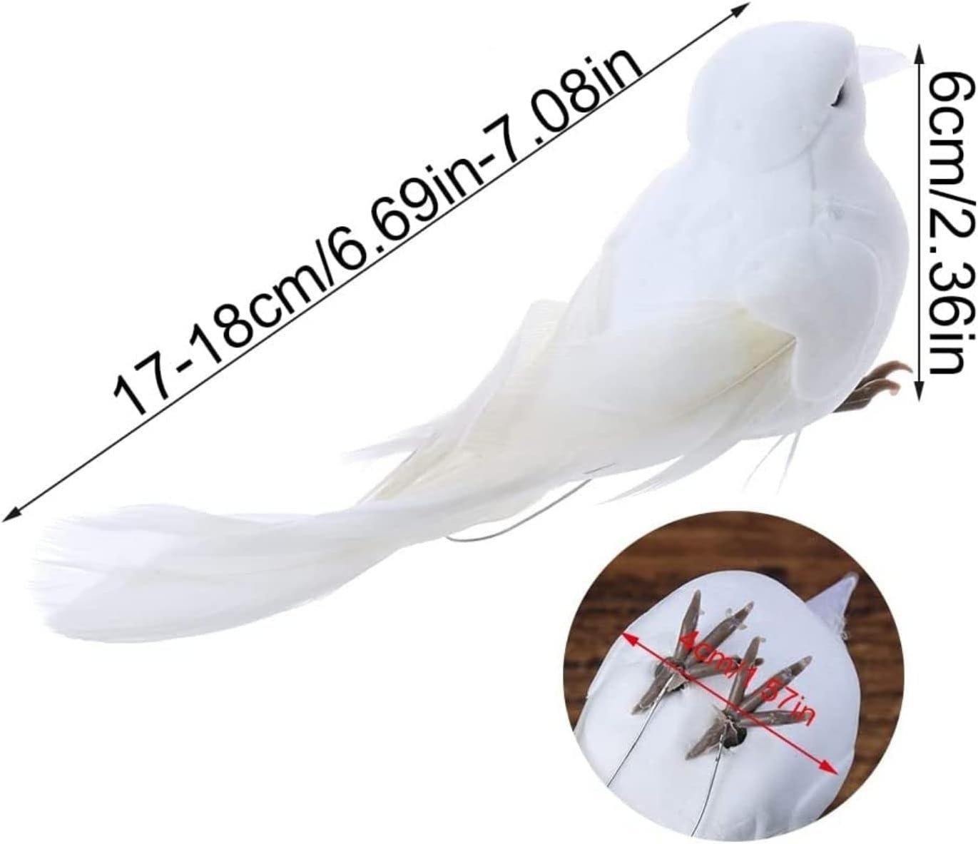 2 Pcs Simulation White Doves, Artificial Birds Craft, Foam Pigeon for Home De…