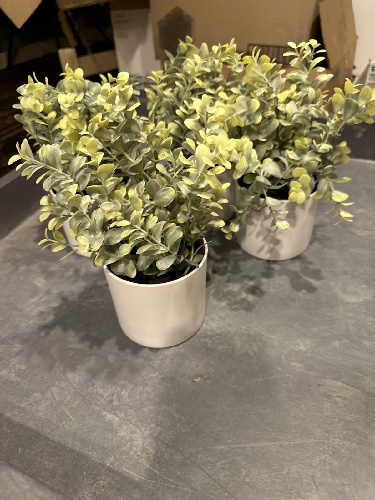 Threshold Potted Faux Boxwood Plant 4” NEW Mixed Green Leaves – Set Of 4