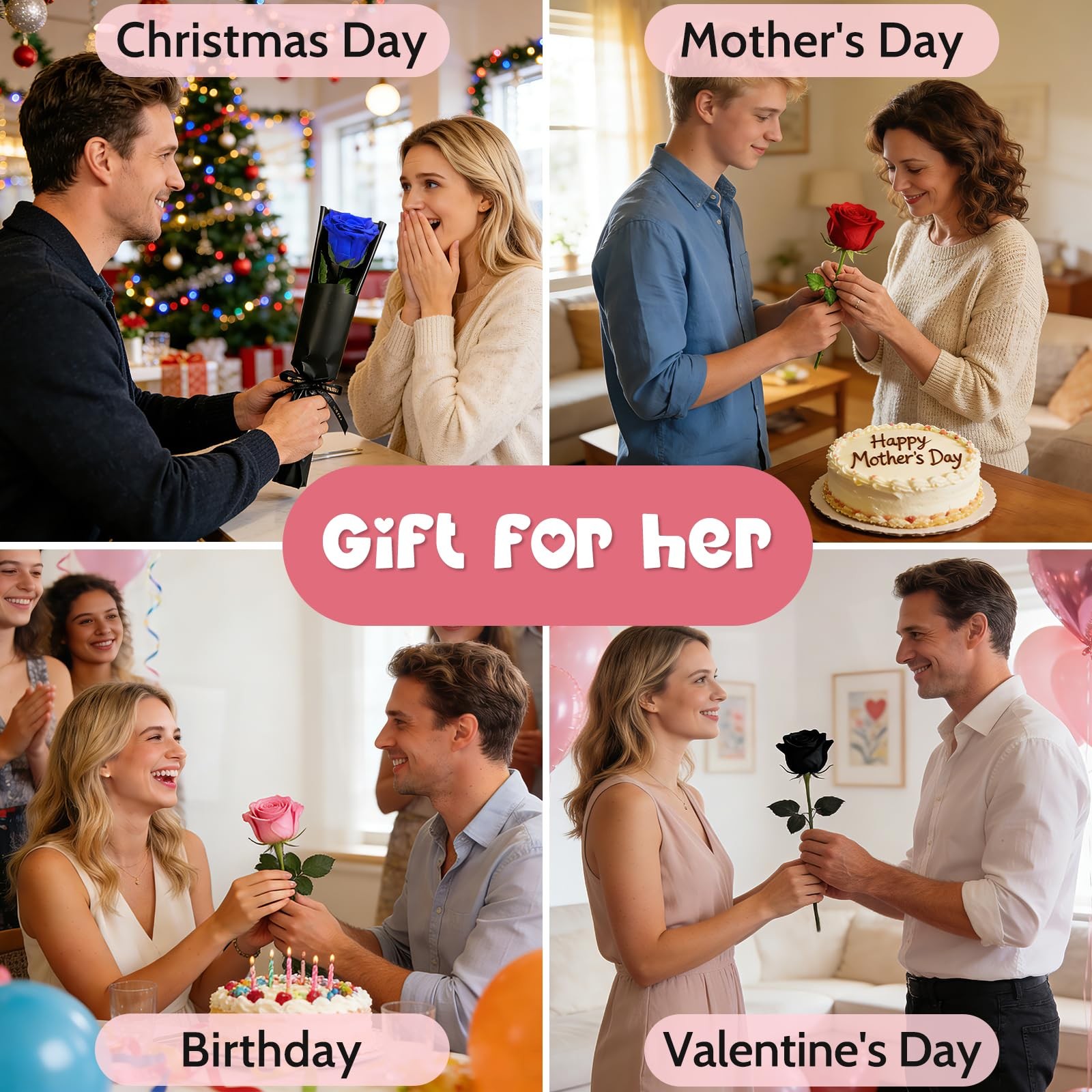1 PCS Preserved Flower Rose Single Real Gift Box Mom Wife Girlfriend Anniversary