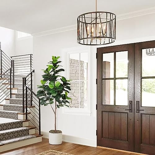 Artificial Fiddle Leaf Fig Tree – 6.5ft Faux Ficus Lyrata Plant with 6ft 6in