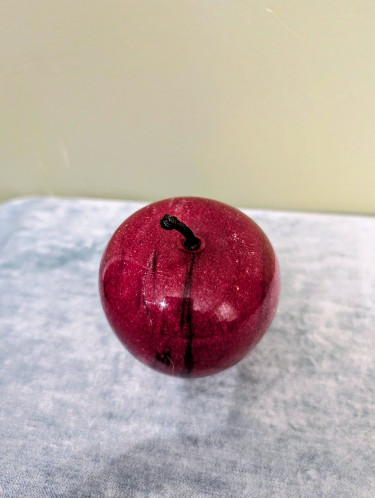 Polished Red Marble Apple Paperweight Stone Desk Decor Teacher Gift Home Accent