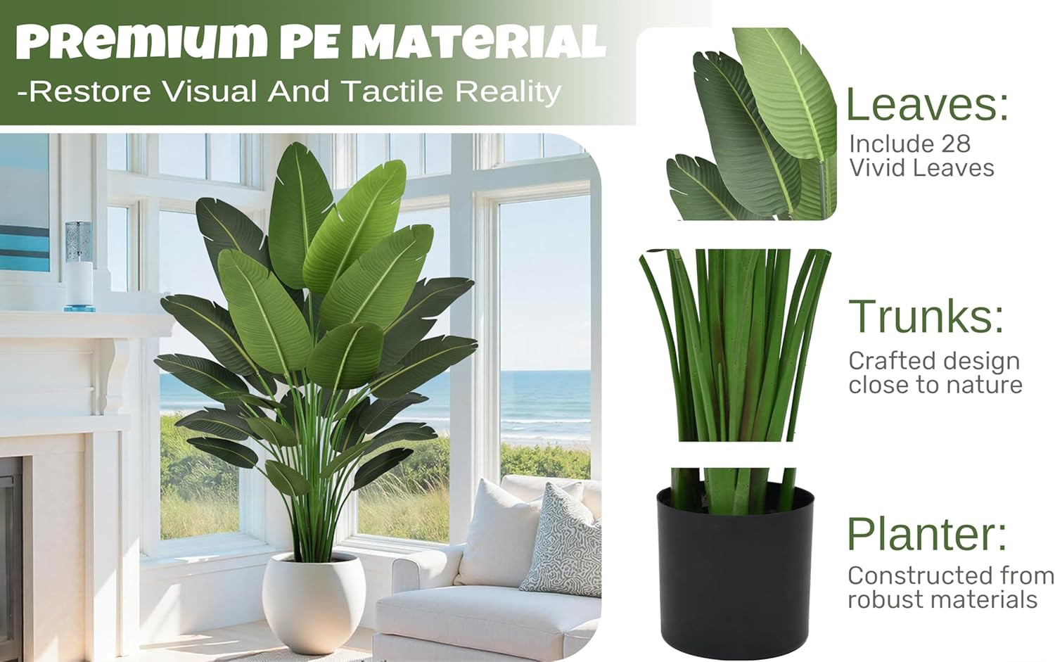 7FT Artificial Bird of Paradise Tree – Deluxe Faux Tropical Plant for Home Decor