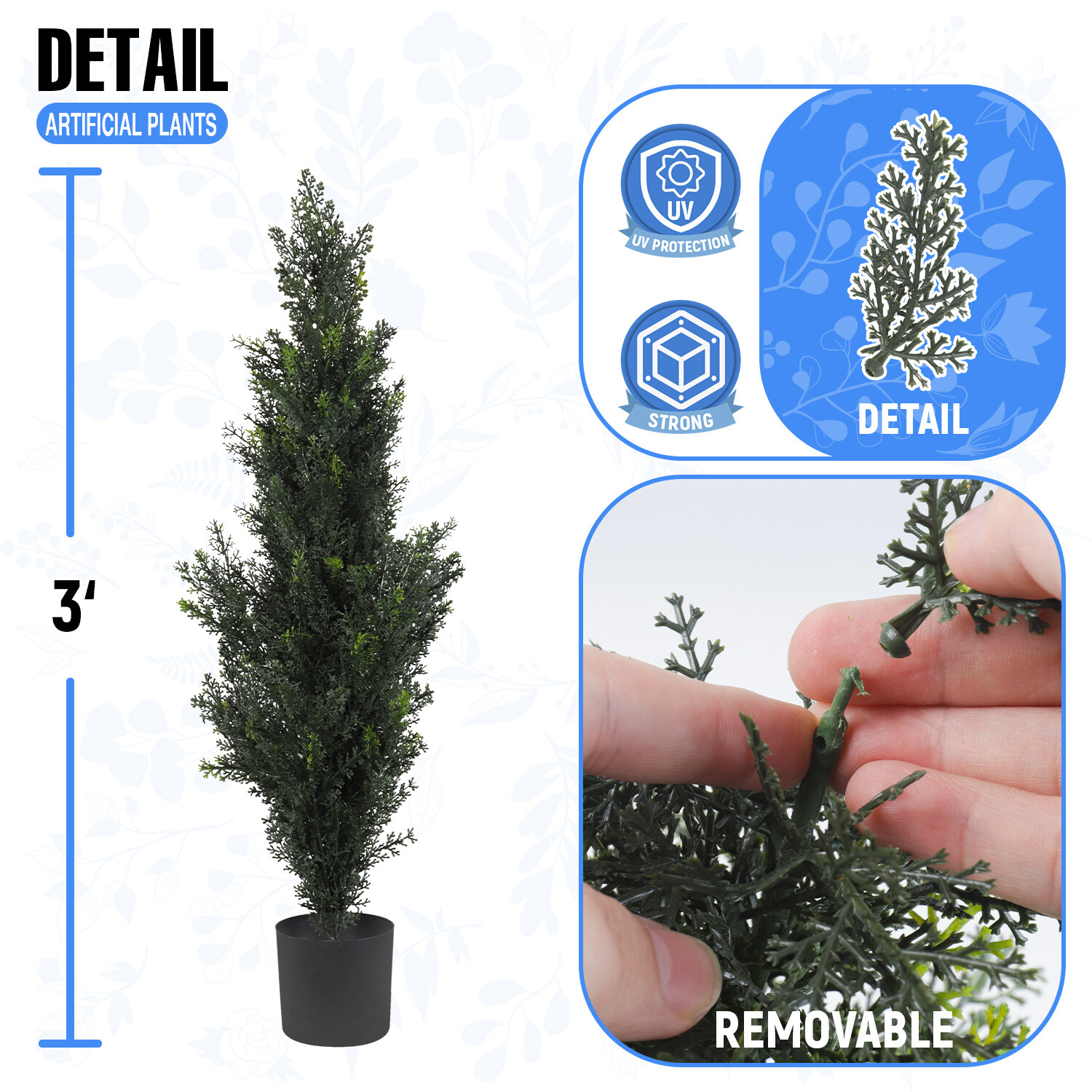 Artificial Cedar Topiary Trees with Plastic Nursery Pot For Home Christmas Decor