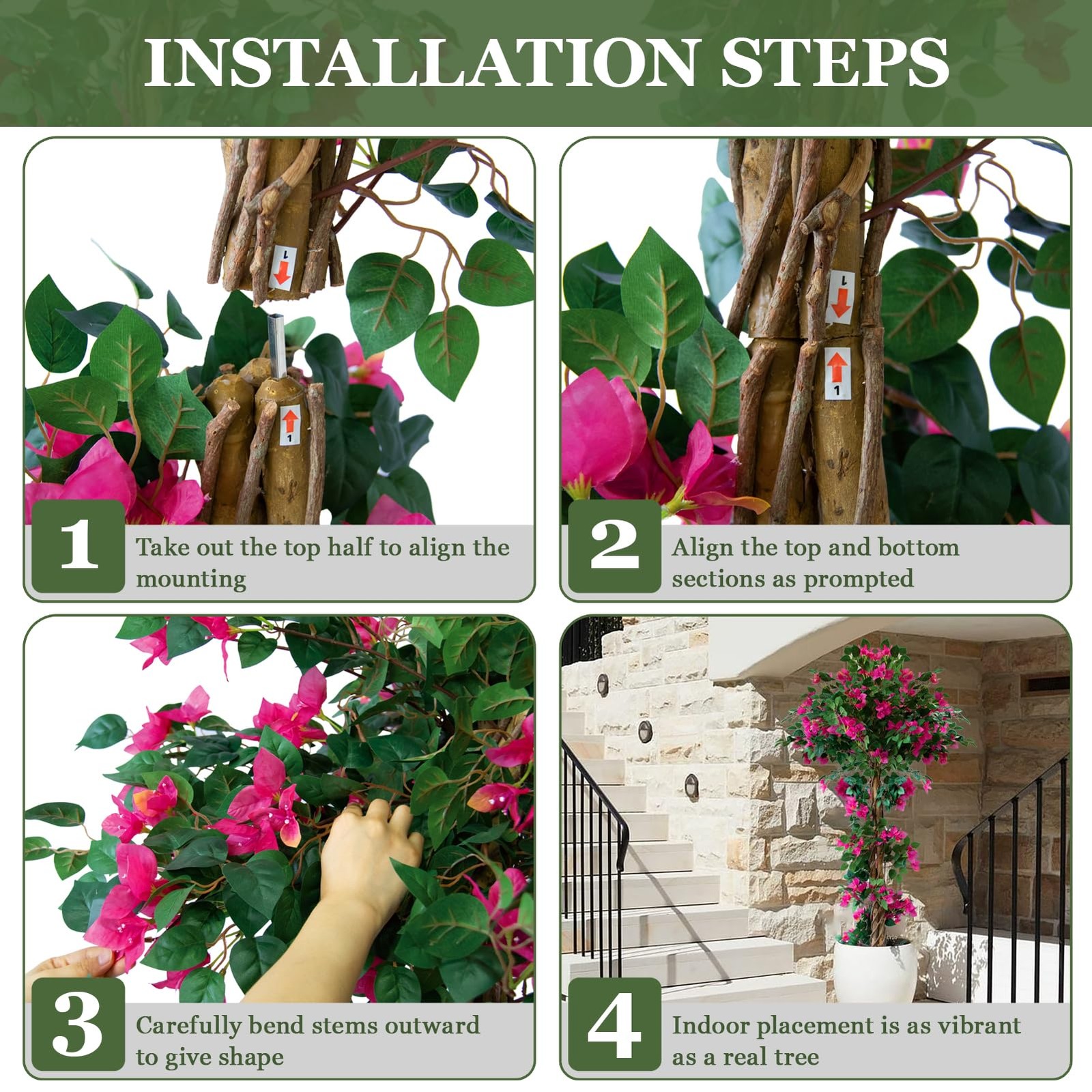 5FT Tall Bougainvillea Artificial Tree for Outdoors or Indoors, Faux Tree Rea…