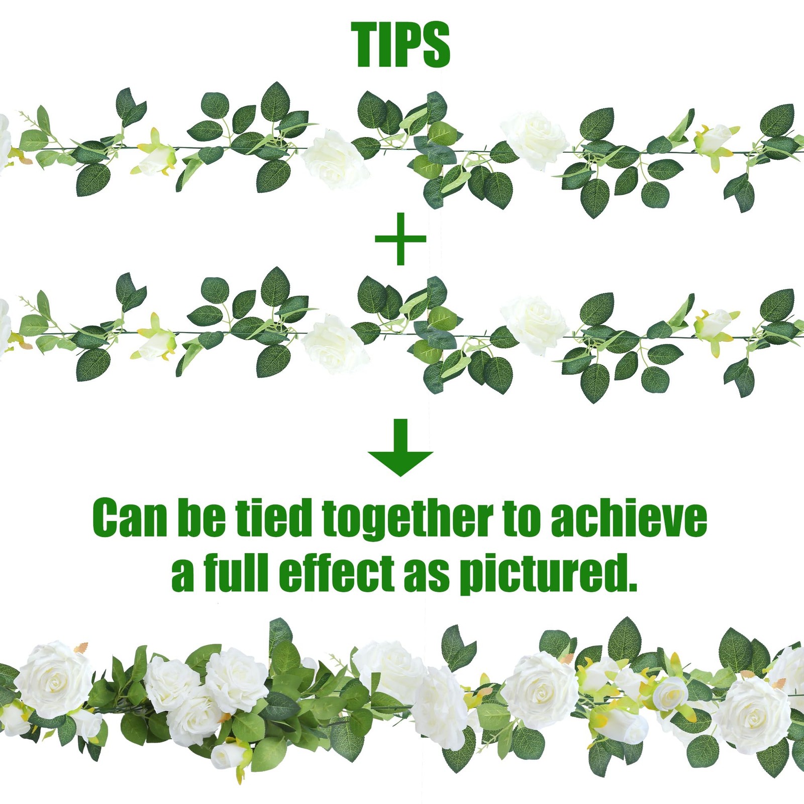 6Pcs 46.5Ft Artificial Rose Vine Fake Flower Garland Floral Garland Faux Silk…
