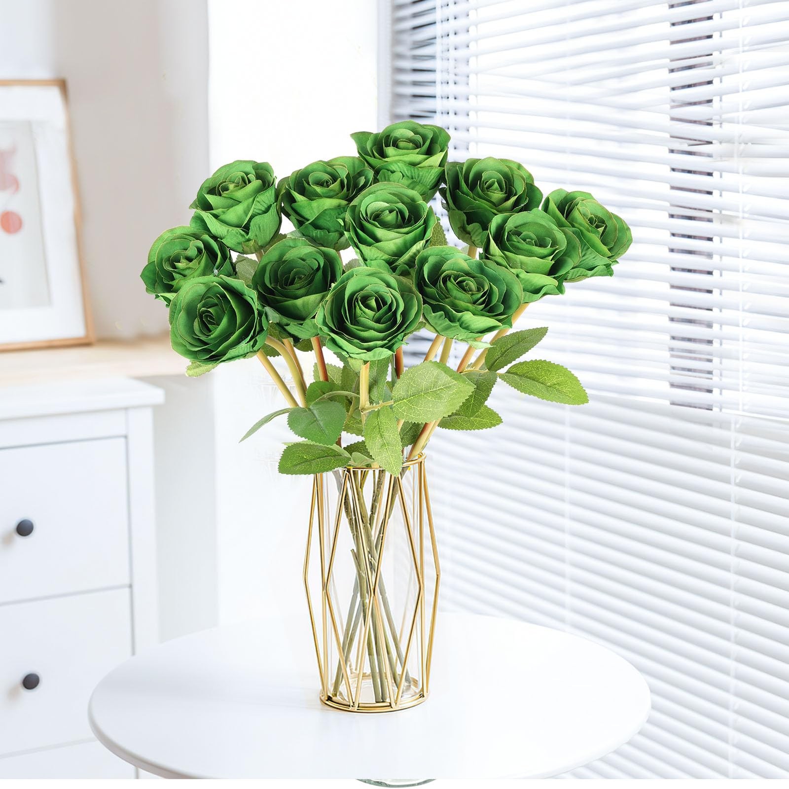 Black Artificial Fake Silk Roses Flower Bouquet Halloween Gothic Decor 12 PCS