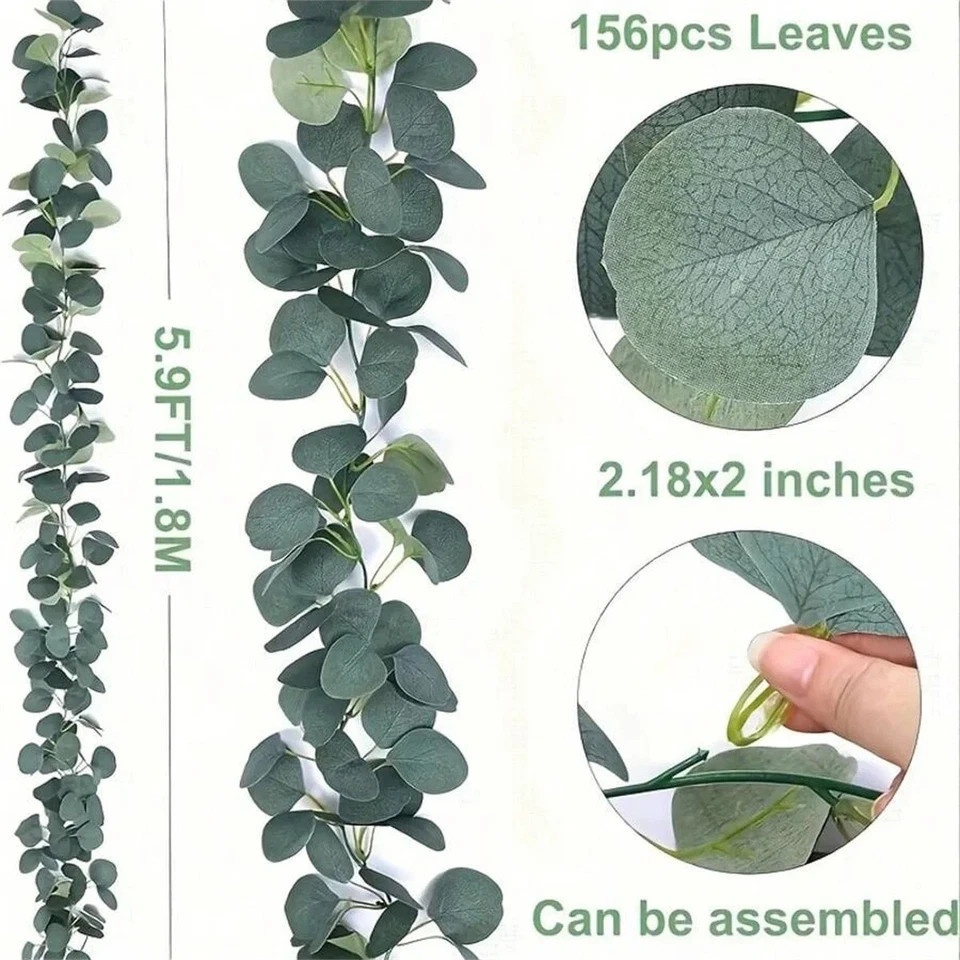 1pc Artificial Eucalyptus Garland Vine Leaf Wedding Arch Indoor Outdoor Decor