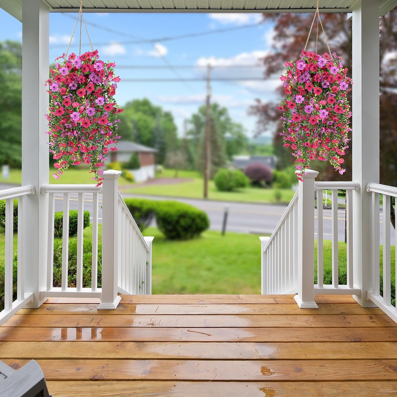 Artificial Fake Hanging Flowers Plants for Outdoor outside Spring Summer