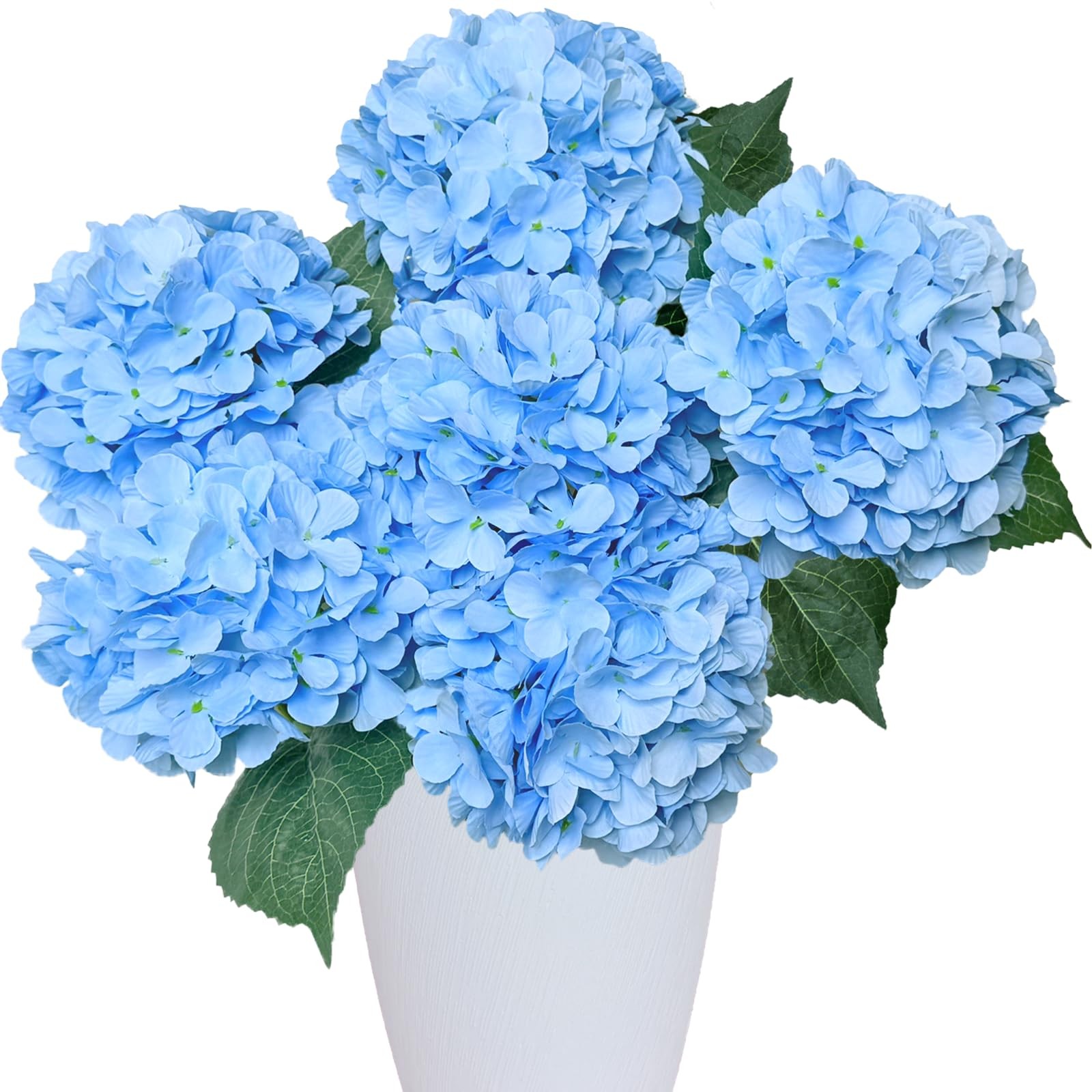 6PCS Premium Blue Silk Hydrangea Artificial Flowers Bouquets – Realistic Fake…