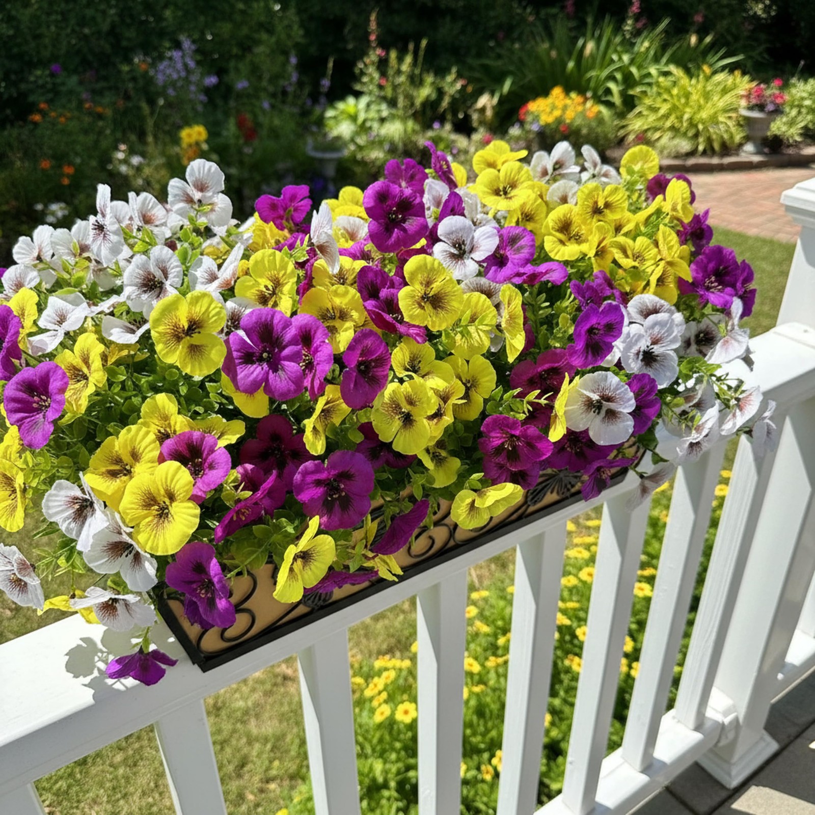 UV Resistant Artificial Pansy Flowers for Outdoors – Faux Silk Pansies with E…