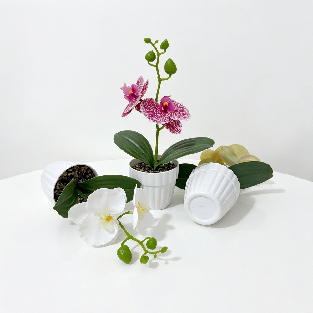 White Green Black Purple Orange 3D Printed Orchid Artificial Plant Pot