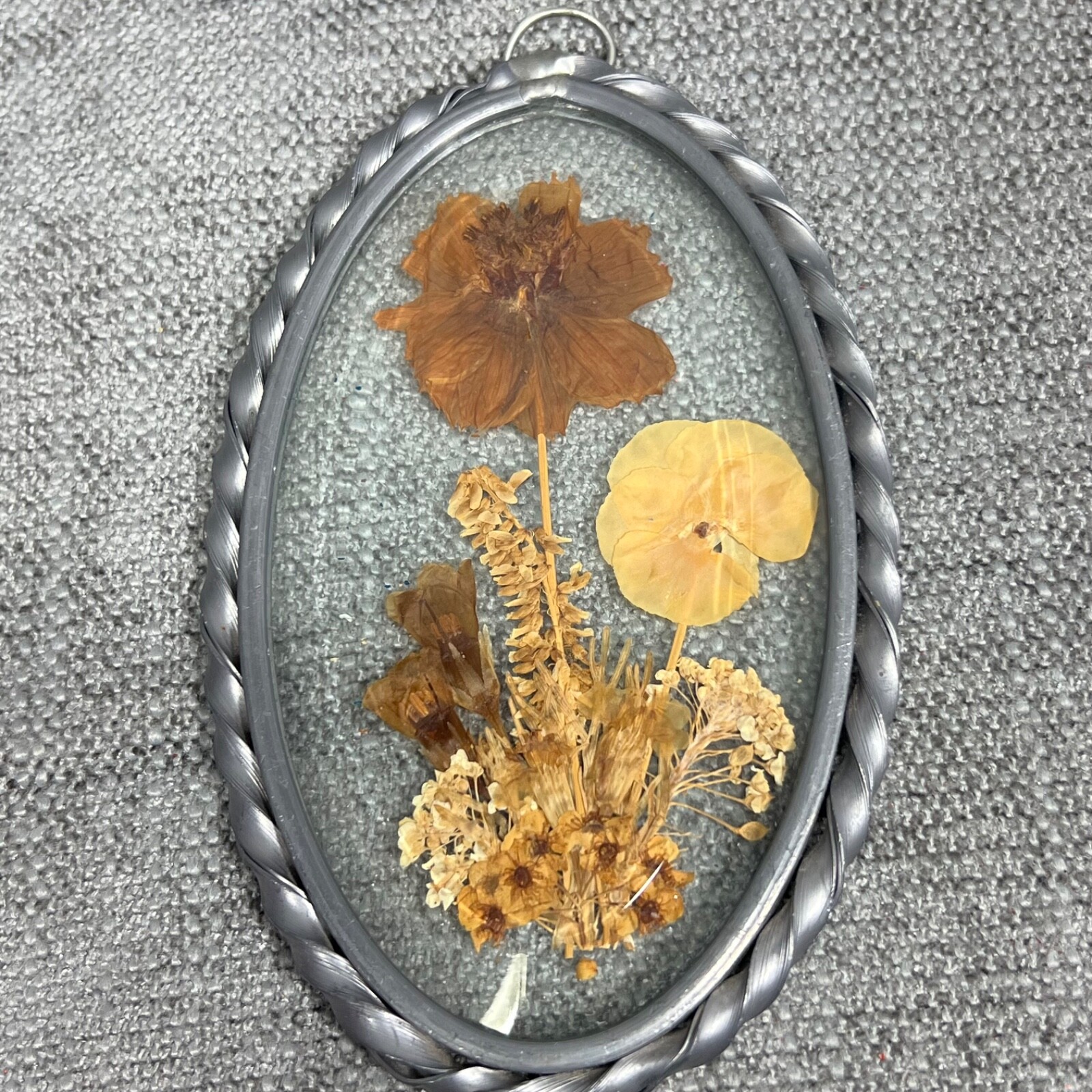 3 Lasting Impressions Dried Flower Wall Hangings Twisted Pewter Frames USA Made
