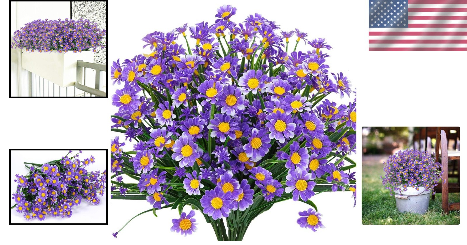 4 Bundles of Lifelike Artificial Daisies – Eco-Friendly Indoor/Outdoor Decor