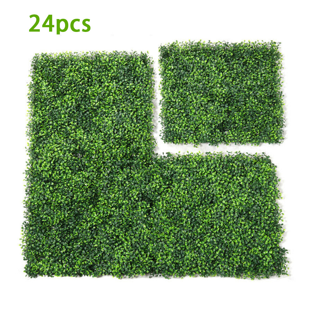 12/24 Pcs Artificial Plant Boxwood Mat Fence Hedge Wall Fake Grass Floral Decor