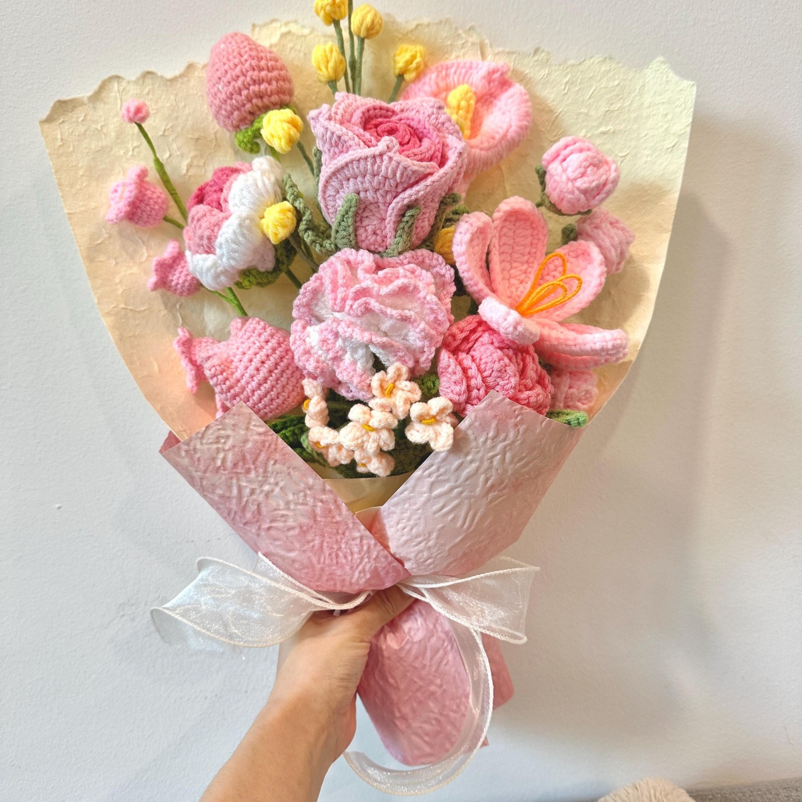 Crochet Rose Bouquet Handmade Yarn Flowers Forever Flower Keepsake Gift for Her