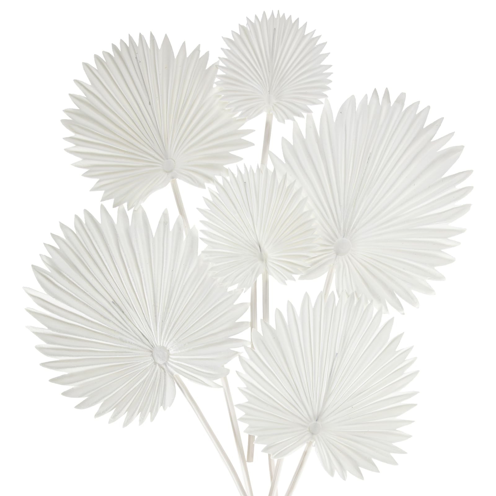 6 PCS PU Foam White Artificial Palm Leaves Faux Tropical Fronds Wedding