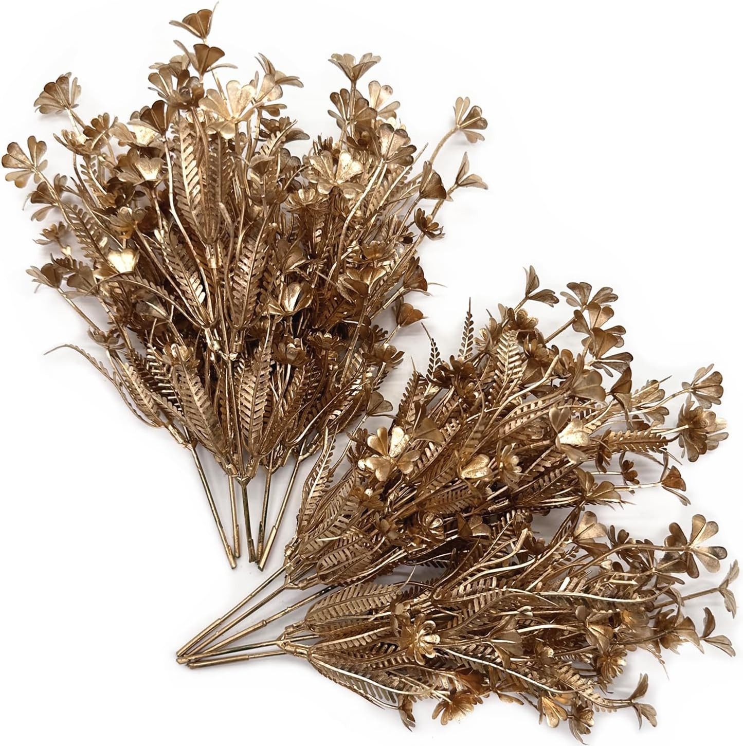 Gold Fake Flowers Artificial Shrubs for Christmas Decor, Plastic Plants
