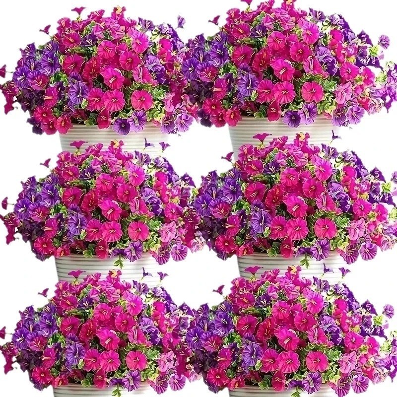 1PC Artificial Morning Glory Vines UV Resistant Hanging Flowers Outdoor Decor