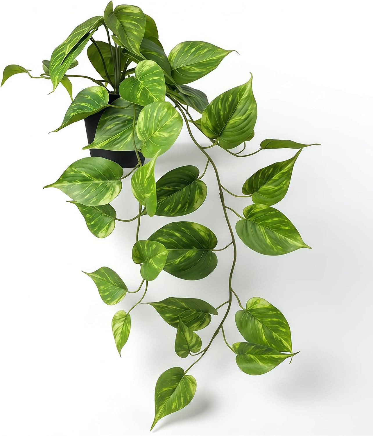 Fake Pothos Hanging Plants – Artificial Plastic Ivy Vines with Pots, Realistic F