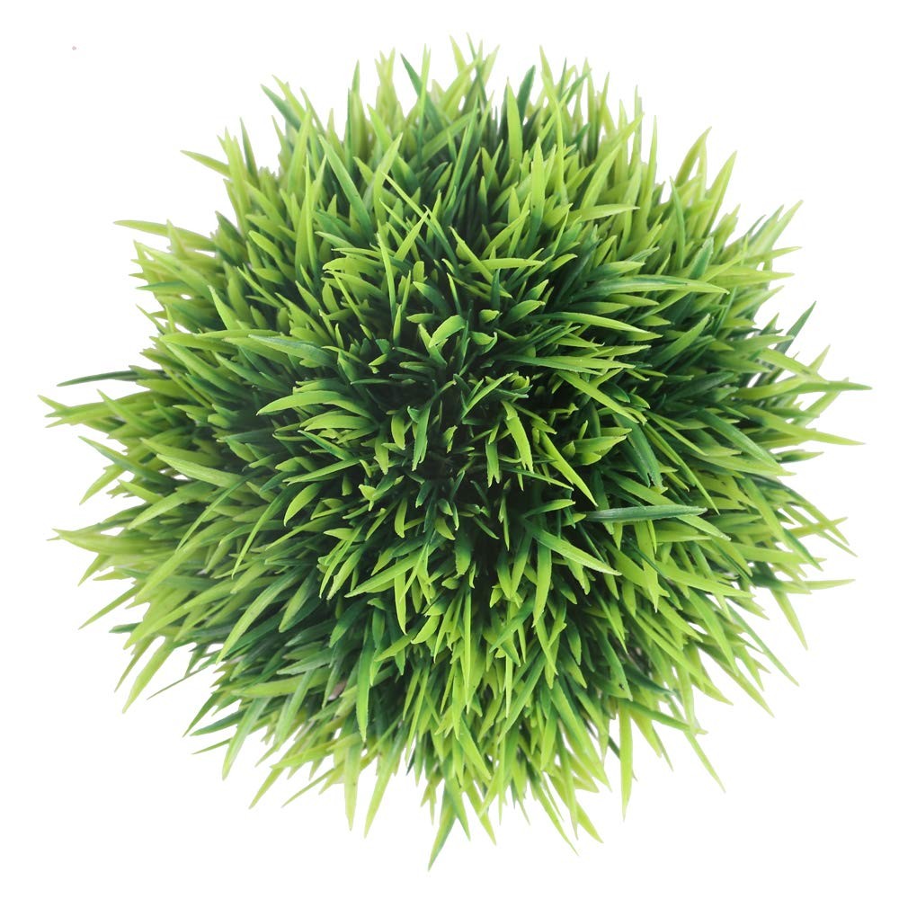 1 PCS Grey Pot Mini Artificial Fake Green Grass Potted Plant Topiary Shrubs