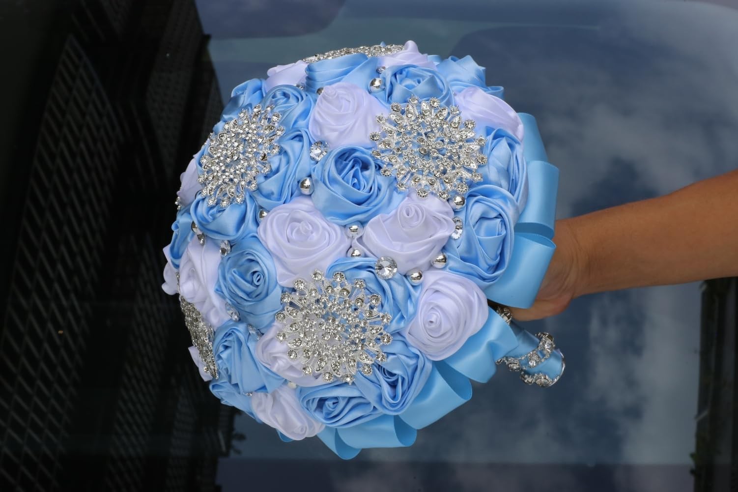 Light Blue and White Wedding Bridal Bouquet for Bride Bridesmaid Quinceanera …