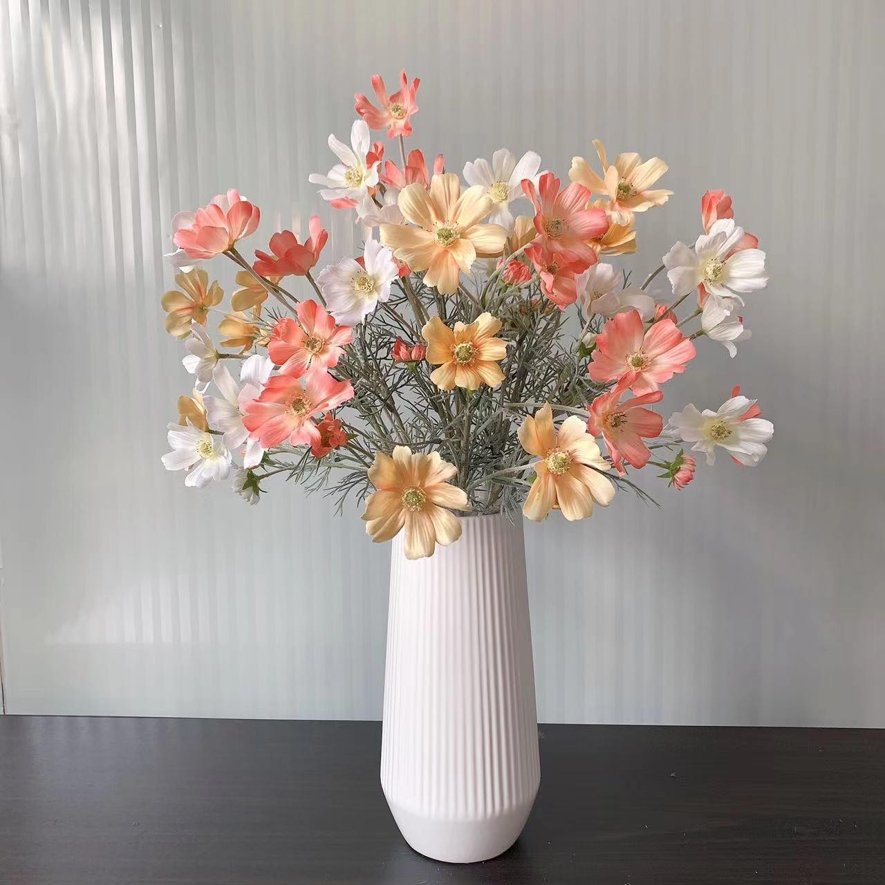 60CM Silk Chamomile Daisy Artificial Flower White Fake Wedding Home Decor Bouque